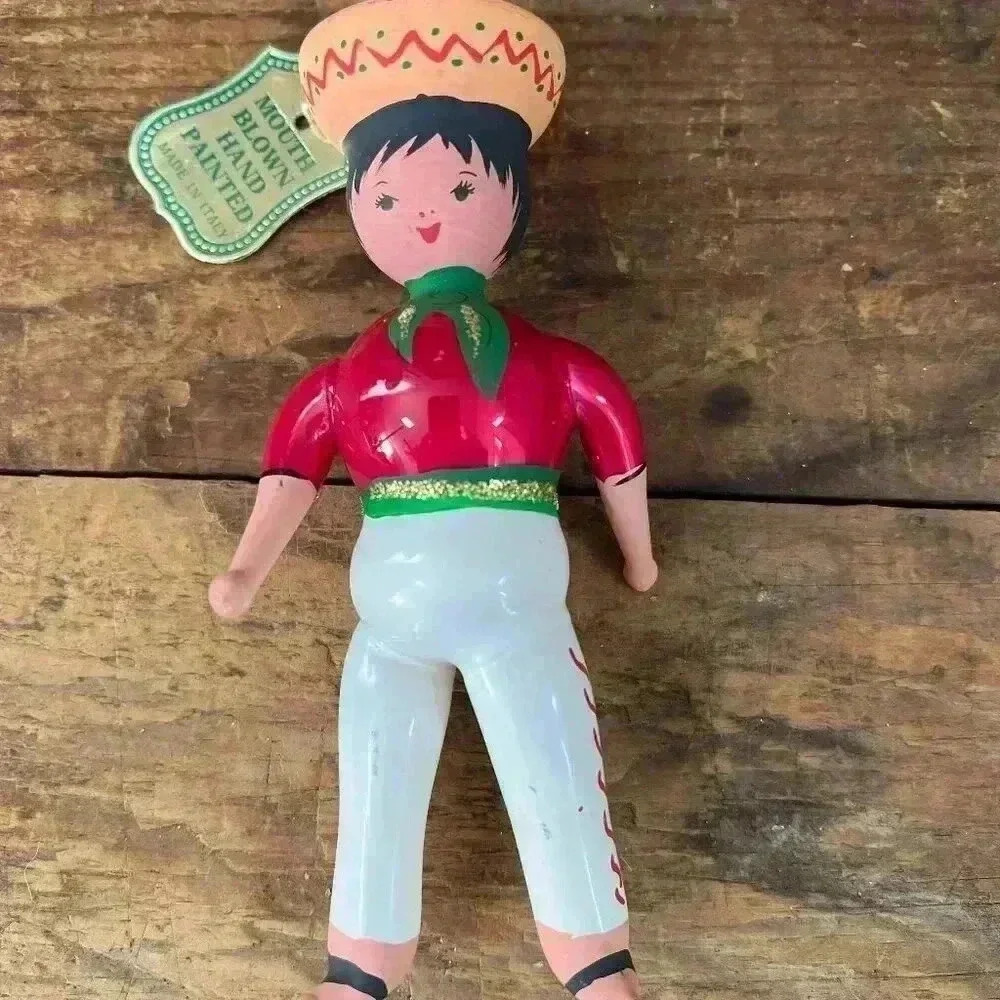 Vintage Mouth Blown Di Carlini Latin America Christmas Ornament Italy